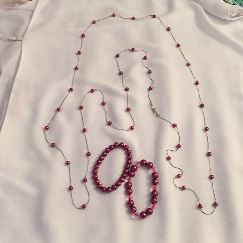 Necklace, bracelets and headband